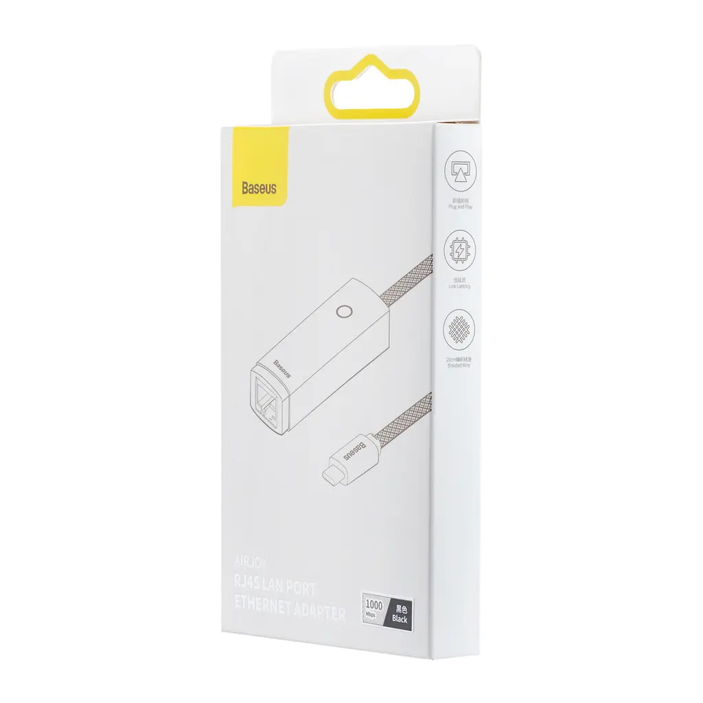 Usb-хаб Baseus Lite Series Ethernet Adapter Type-C to RJ45 LAN Port (1000Mbps) Чорний - фото 2