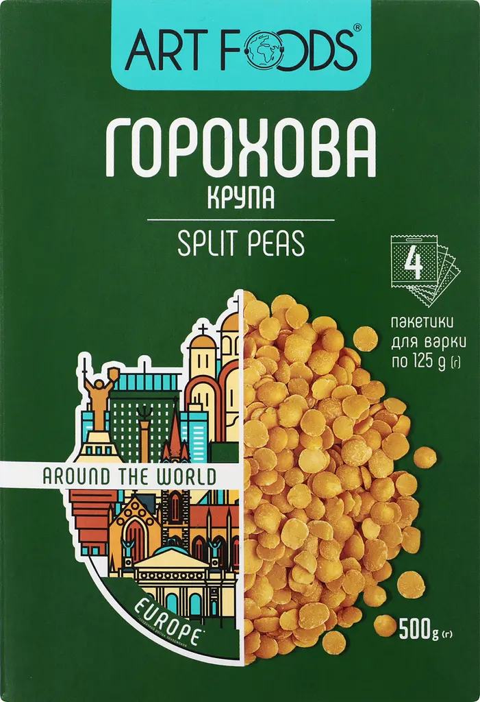 Горох Art Foods колотий, 500 г (4 упаковки по 125 г) (780647) - фото 7