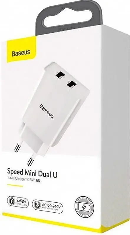 Мережевий зарядний пристрій Baseus Speed Mini 2USB 2.1A White [CCFS-R02] [67418] - фото 4
