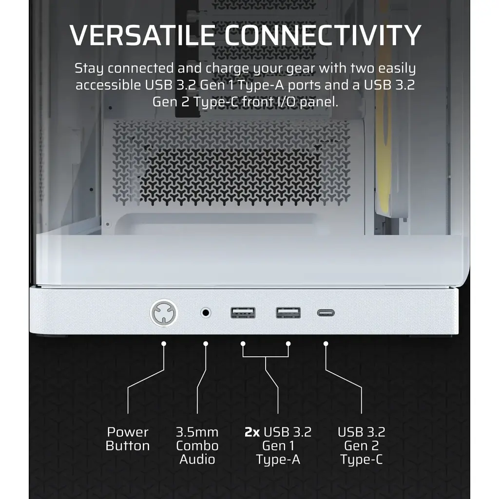 Корпус для ПК Corsair FRAME 4500X LX-R RGB Tempered Glass White (CC-9011317-WW) - фото 3