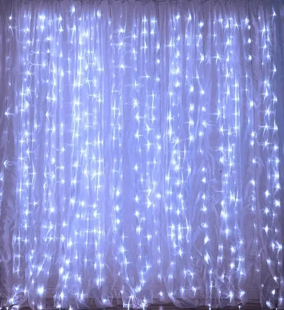 Гірлянда штора Водоспад 3х2.6 м 280 LED (прозорий шнур, з перехідником) Білий світ - фото 5