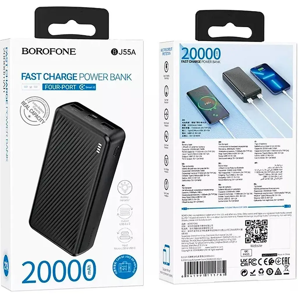 Зовнішній акумулятор Borofone BJ55A Graceful 20000mAh 10W Black [130212] - фото 6