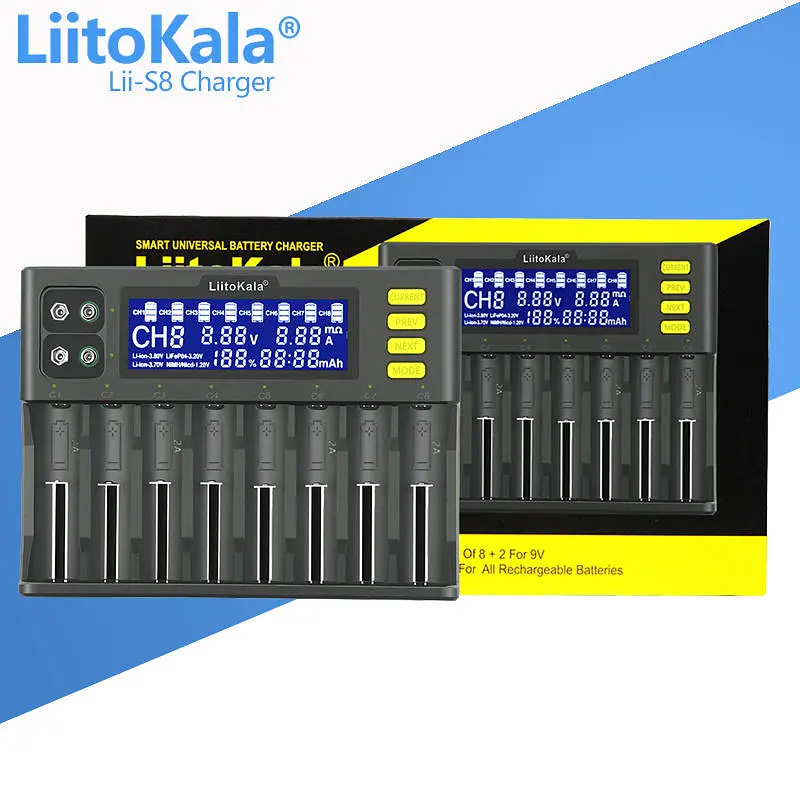 Зарядний пристрій LiitoKala Lii-S8 для акумуляторів АА, ААА, 18650, 21700, 26650 Li-ion, Ni-MH, Ni-Cd, LiFePO4, Крона 9В (19418) - фото 2