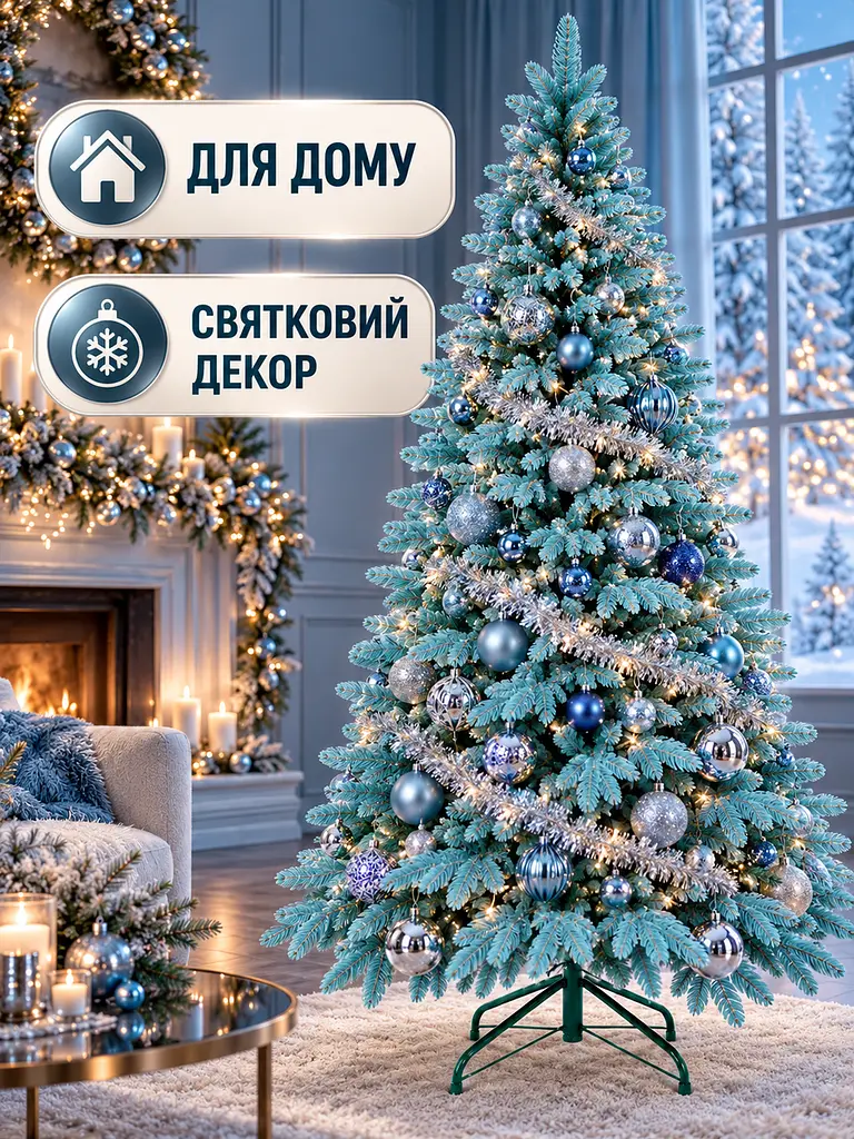 Лита штучна ялинка YaLINKA PB21 Смерека 210 см на металевій підставці, блакитна (49676451) - фото 7