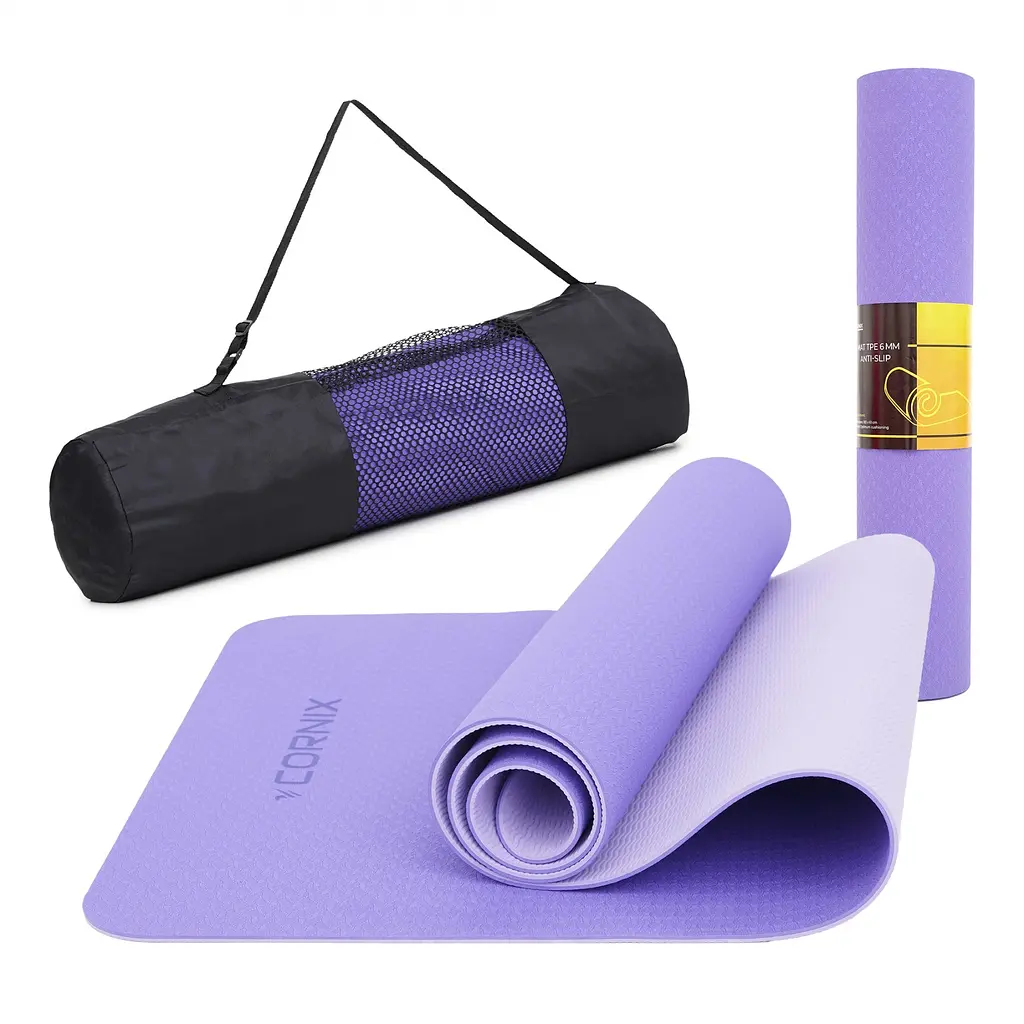 Килимок спортивний Cornix TPE 183 x 61 x 0.6 см для йоги та фітнесу XR-0004 Violet/Purple - фото 5