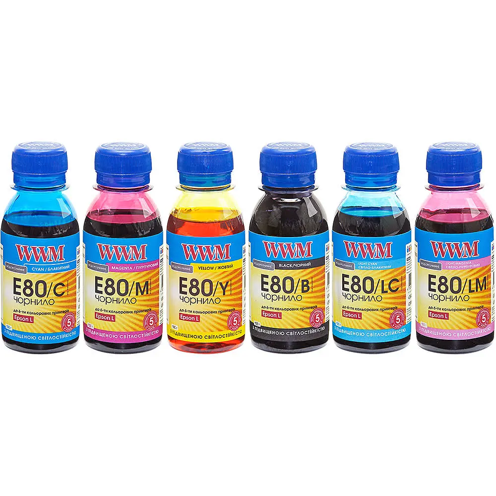 Комплект чорнил WWM для Epson L800 6х100г B/C/M/Y/LC/LM водорозчинне (E80SET-2) світлостійке