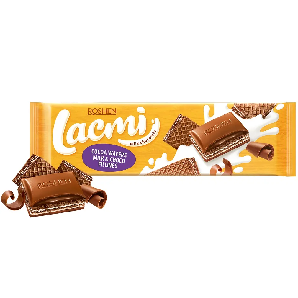 Шоколад молочный Roshen Lacmi с молочной и шоколадной начинками, вафель из какао 265 г (821377) - фото 2