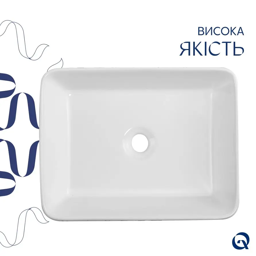 Раковина накладна Qtap Tern Marble, прямокутна, з донним клапаном QT17116069MR - фото 4