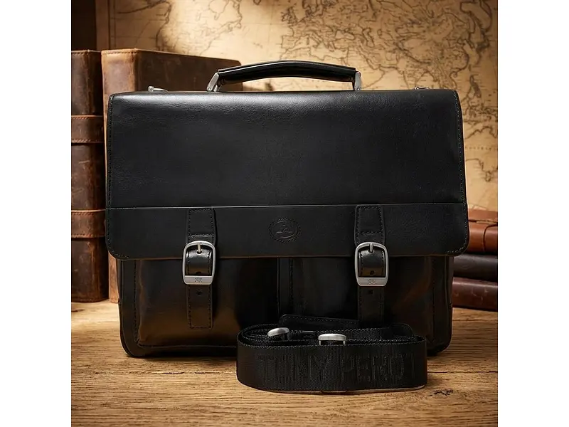 Чоловічий портфель із натуральної шкіри Italico 9276G-35 Чорний 35x27x8 см TONY PEROTTI sum0029070 - фото 7