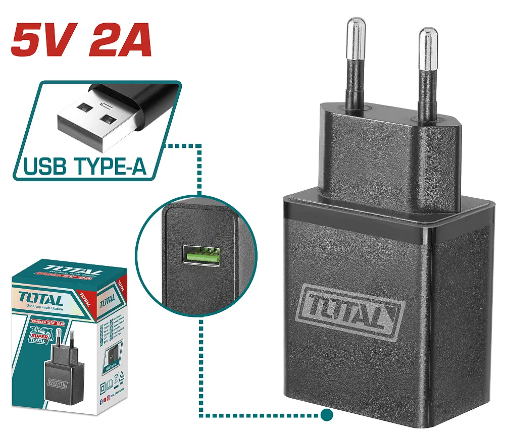 Зарядний пристрій TOTAL TCLI120502 12В, USB Type-А (6974722) - фото 2