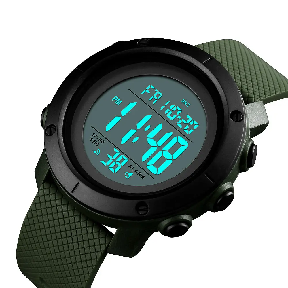 Наручний годинник чоловічий Skmei 1426 Army Green - White ABS, 1426AGWT (12286) - фото 4