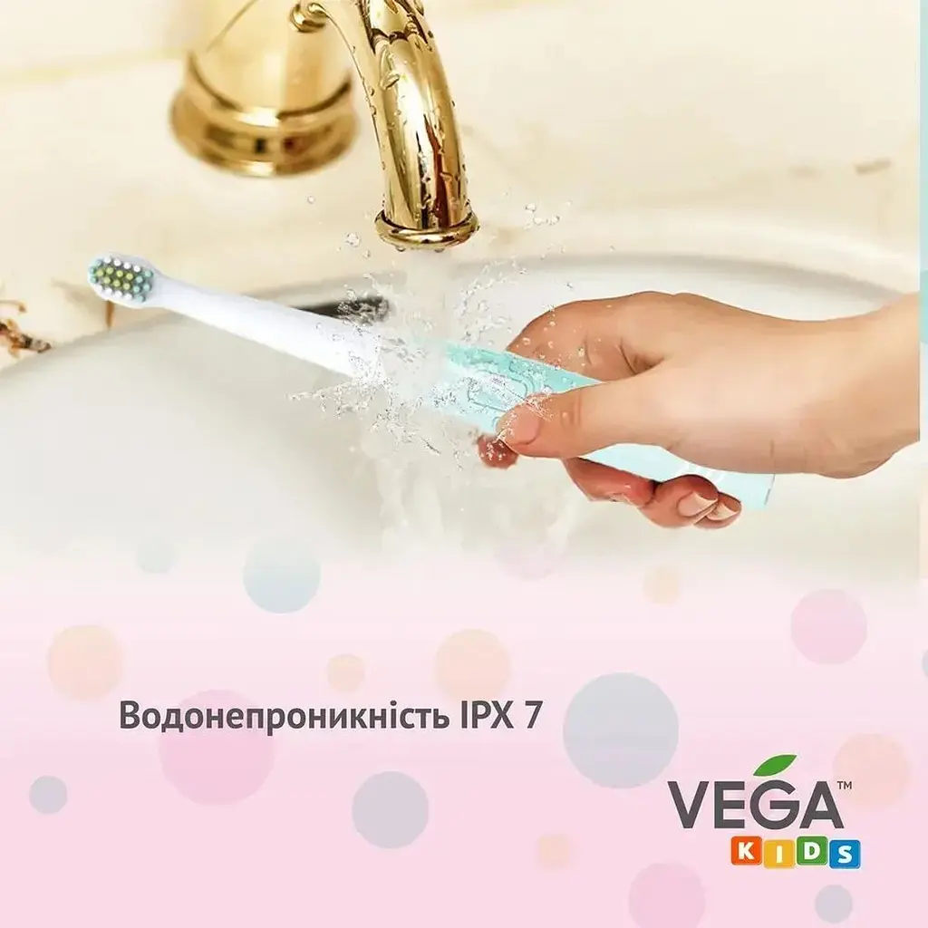 Електрична дитяча зубна щітка Vega Kids VK-500B звукова бірюзова - фото 8