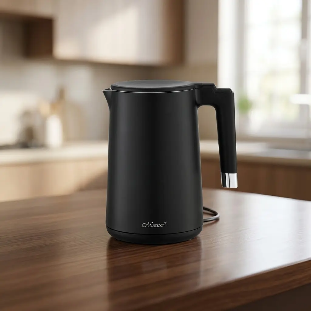Електрочайник дисковий із подвійним корпусом об'ємом 1.7 л Maestro MR-026-BLACK  1500-1800 Вт Чорний матовий - фото 4