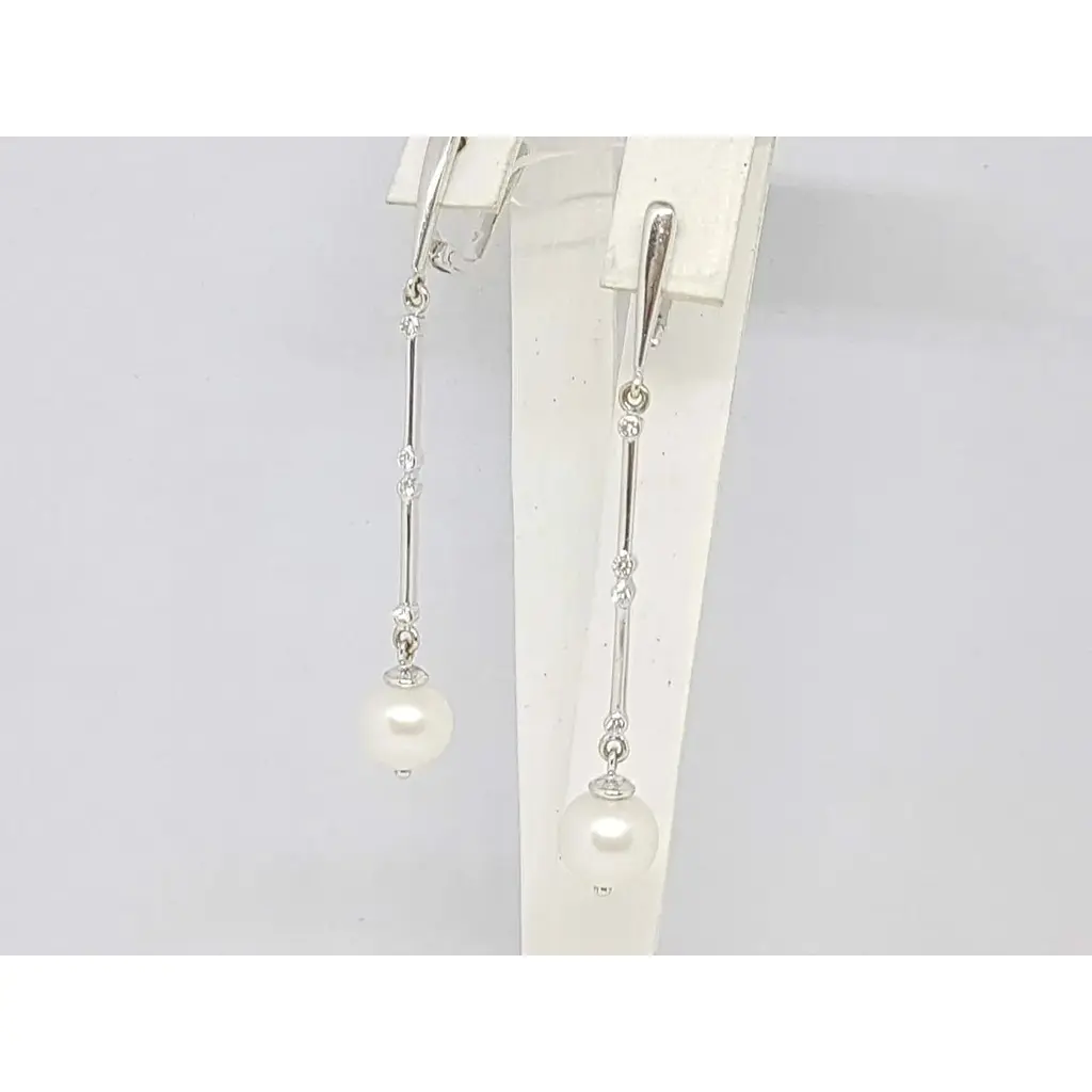 Золотые серьги Гелиос с бриллиантами и жемчугом. Артикул 3032719 - фото 2