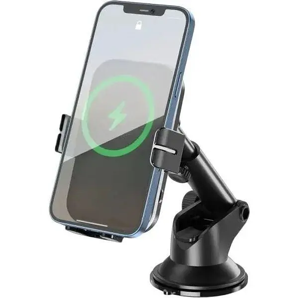 Автомобільний тримач XO WX027 (15W/Wireless Charger), Black - фото 2