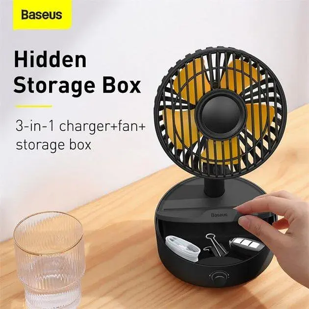 Вентилятор с беспроводной зарядкой Baseus HerXiaomit Wireless Charger with oscillating fan WXYZ-B01 Black - фото 6