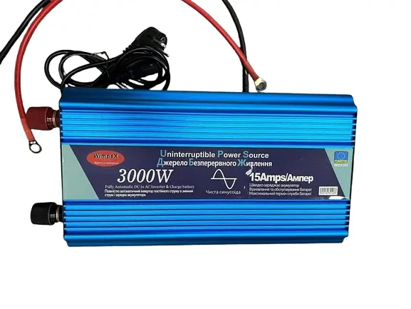 Преобразователь напряжения Power Inverter Wimpex WX-3100 UPS с зарядкой инвертор чистая синусоида LED дисплей 12 Вт 220 Вт Синий 3000 Вт - фото 4