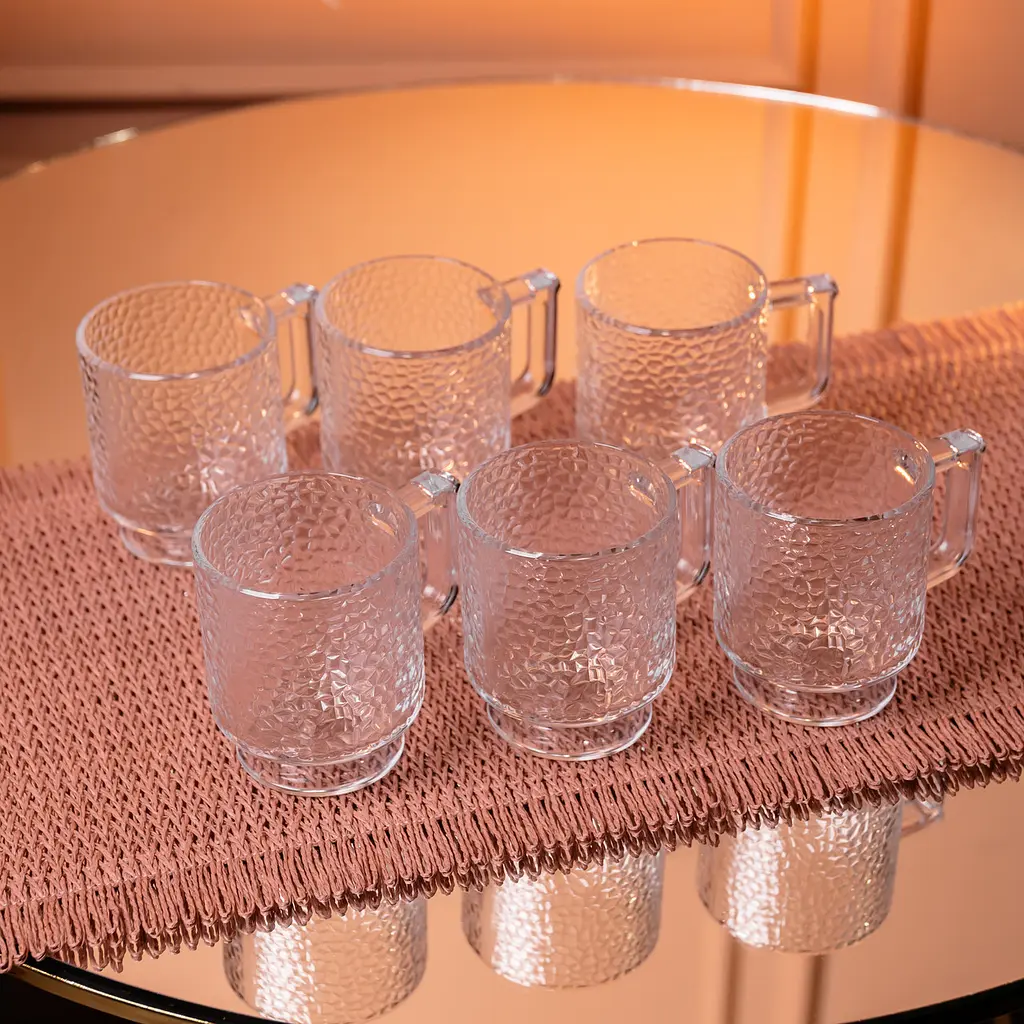 Набор стеклянных чашек 6 шт для чая и кофе Goblet по 300 мл Прозрачный Yiwu HP-19-L8 - фото 3