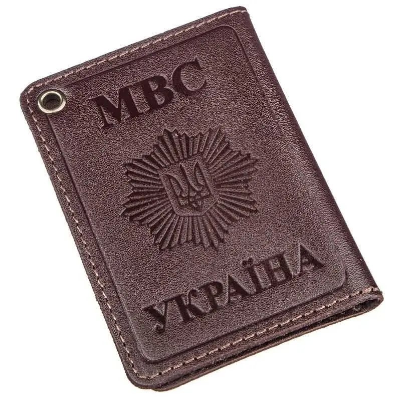 Компактна обкладинка на документи МВС України SHVIGEL 13979 коричневий - фото 6
