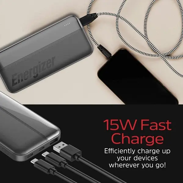 Портативний Зовнішній акумулятор Energizer 10000mAh 15W USB-А 2хUSB-C чорний - фото 8