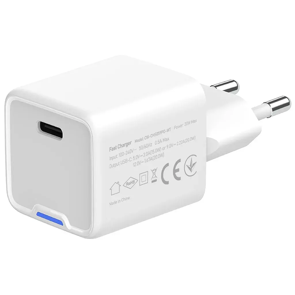 Зарядний пристрій ColorWay C101C GaN Mini 20W PD PPS USB-C white (CW-CHS059PD-WT) - фото 5