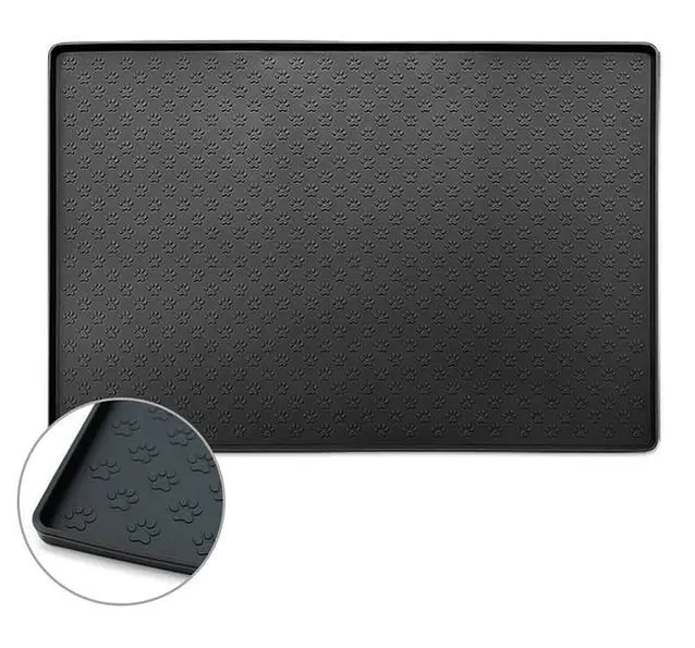 Силіконовий килимок під миску для собак та котів EcoToys чорний 48х30 см 800316
