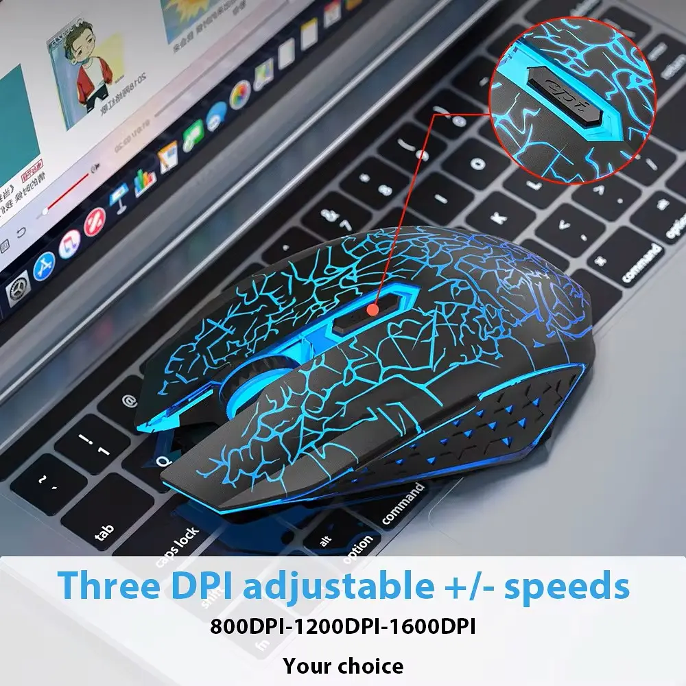 Безпровідна ігрова мишка Qukam RGB підсвічування USB Charge з вбудованим акумулятором Black - фото 2
