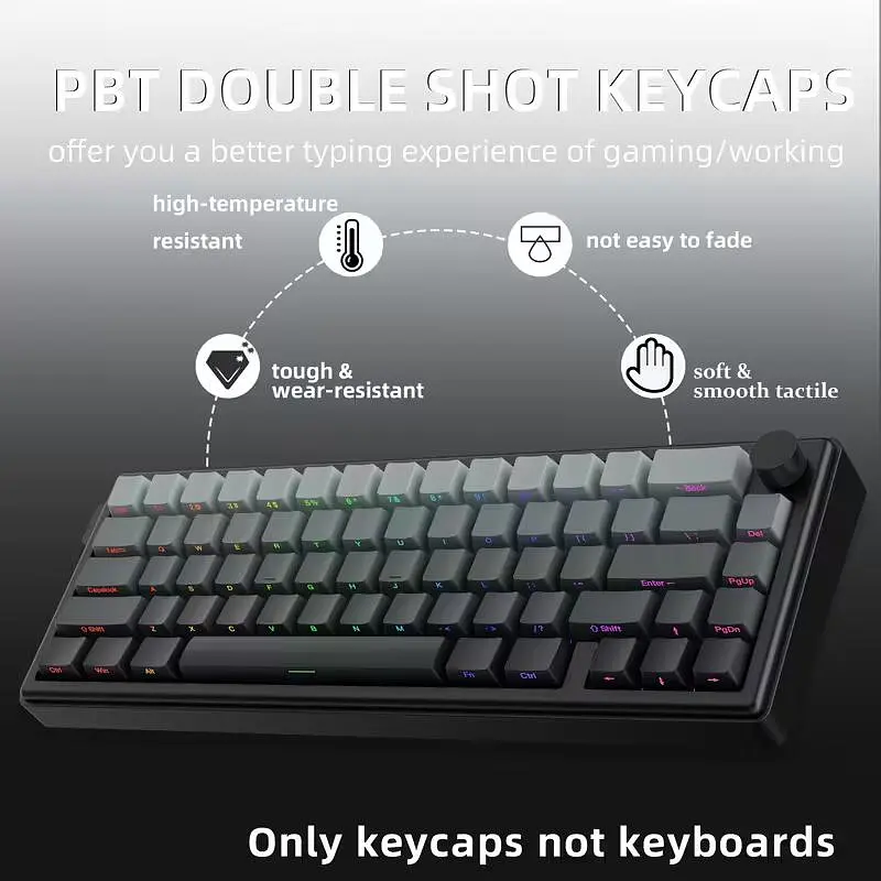 Набір кейкапів Polar Day PBT Double-Shot, 135 клавіш, OEM профіль, бокові легенди, Сірий - фото 3