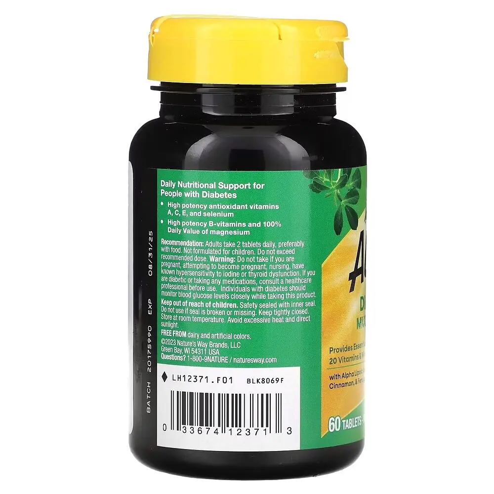 Витамины и минералы Nature's Way Alive! Diabetic Multivitamin, 60 таблеток для диабетиков - фото 3