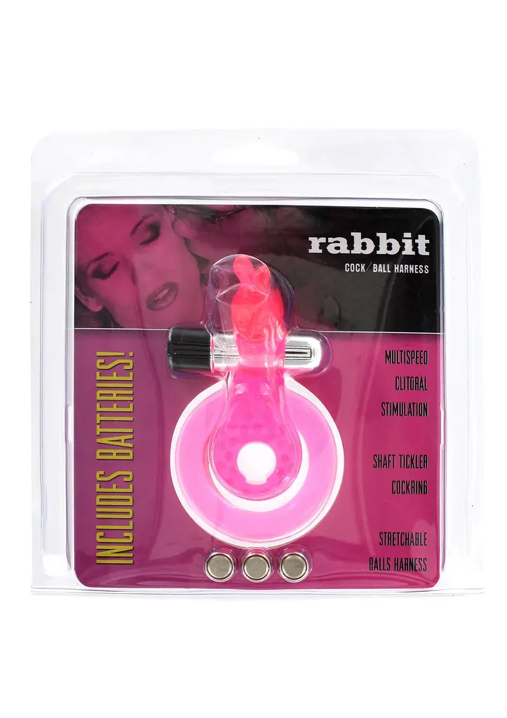 Ерекційне кільце з вібрацією Seven Creations Cock Ball Ring Rabbit рожевий - фото 4