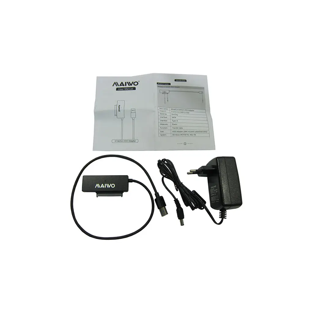 Адаптер Maiwo USB 3.0 to HDD SATA 2,5"/3,5"/5,25"/SSD, PA 2V/2A black (K10435A) - фото 3