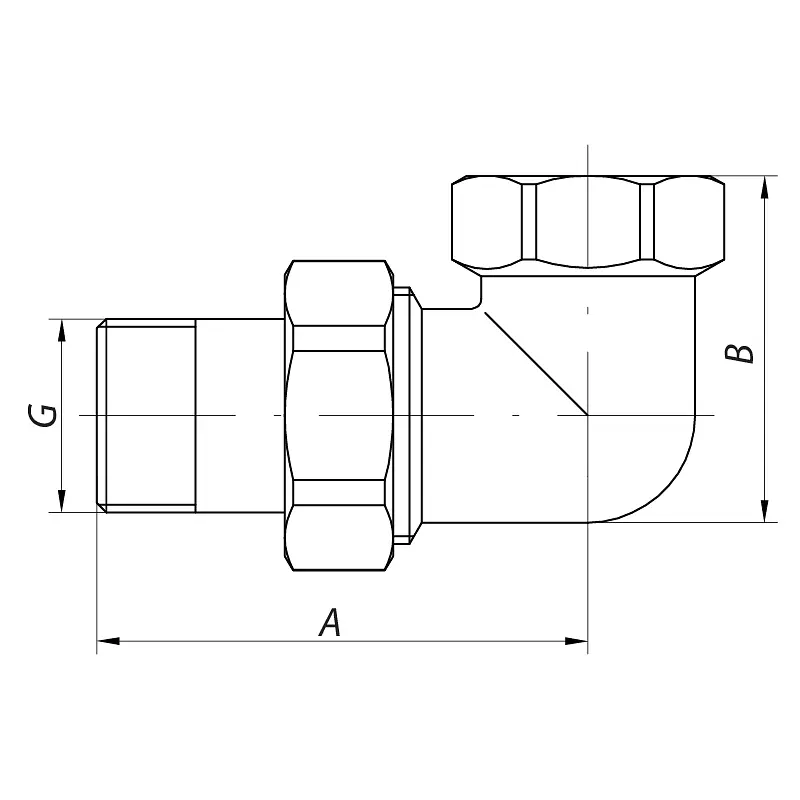 Згін американка (хром) Koer 1/2 "кутовий KR.342.chr KR2705 - фото 2