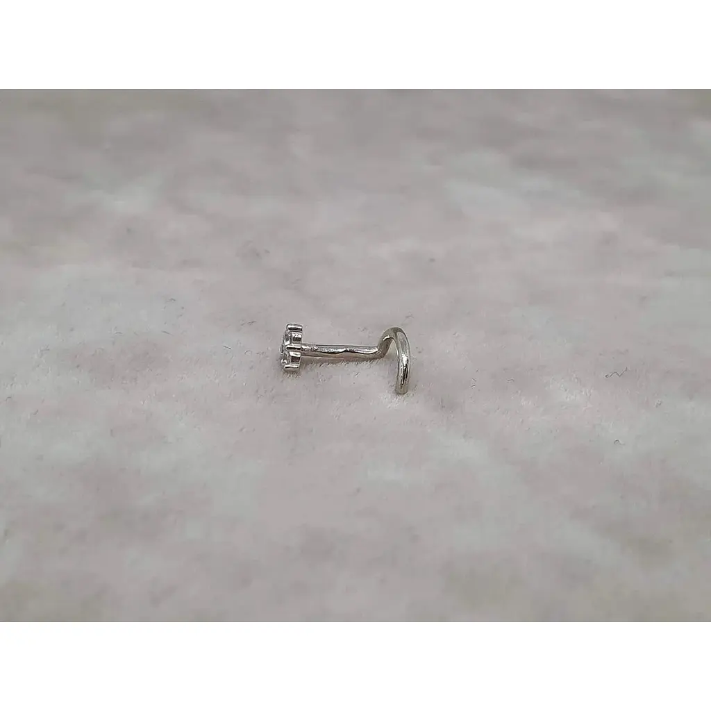 Золотая серьга-пирсинг Астор в нос с фианитом. 2182442Б - фото 3