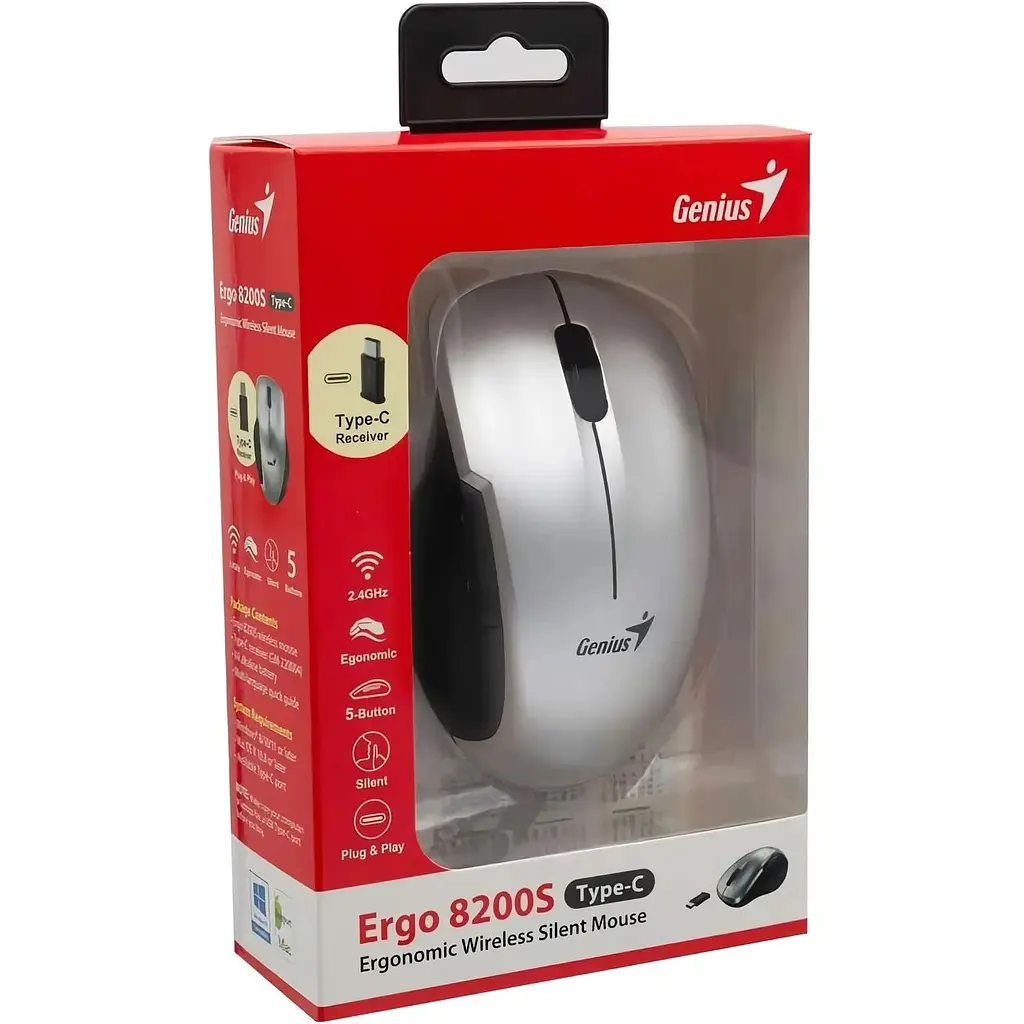 Мышь Genius Ergo 8200S Wireless Silver [31030029404] [113014] - фото 6