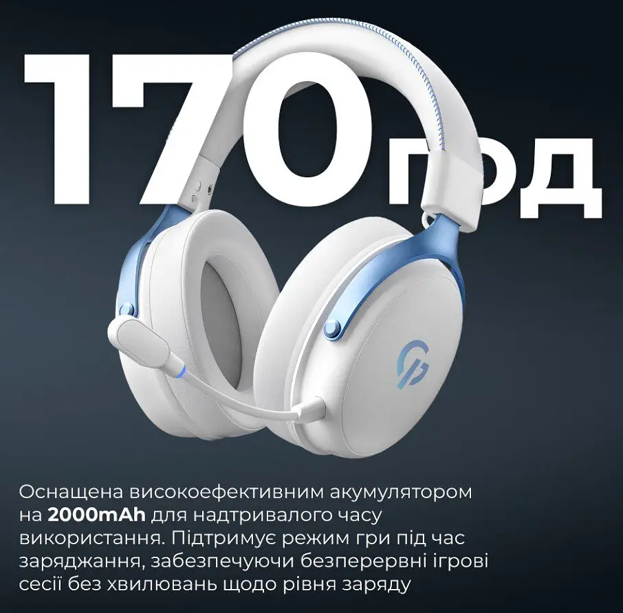 Игровые наушники беспроводные GamePro HSW-191-WHB Asgard Skadi Wireless 7.1 White-Blue - фото 5