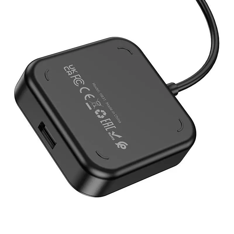 Hub адаптер Hoco Easy 4-in-1 converter HB31 (Usb to Usb2.0x4) (L=0.2M) 6931474784841 - фото 3