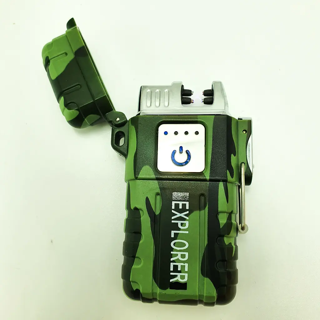 Запальничка електроімпульсна USB сенсорна електрична акумуляторна 2 дуги в подарунковій коробці UKC EXPLORER 6863 камуфляжна - фото 3