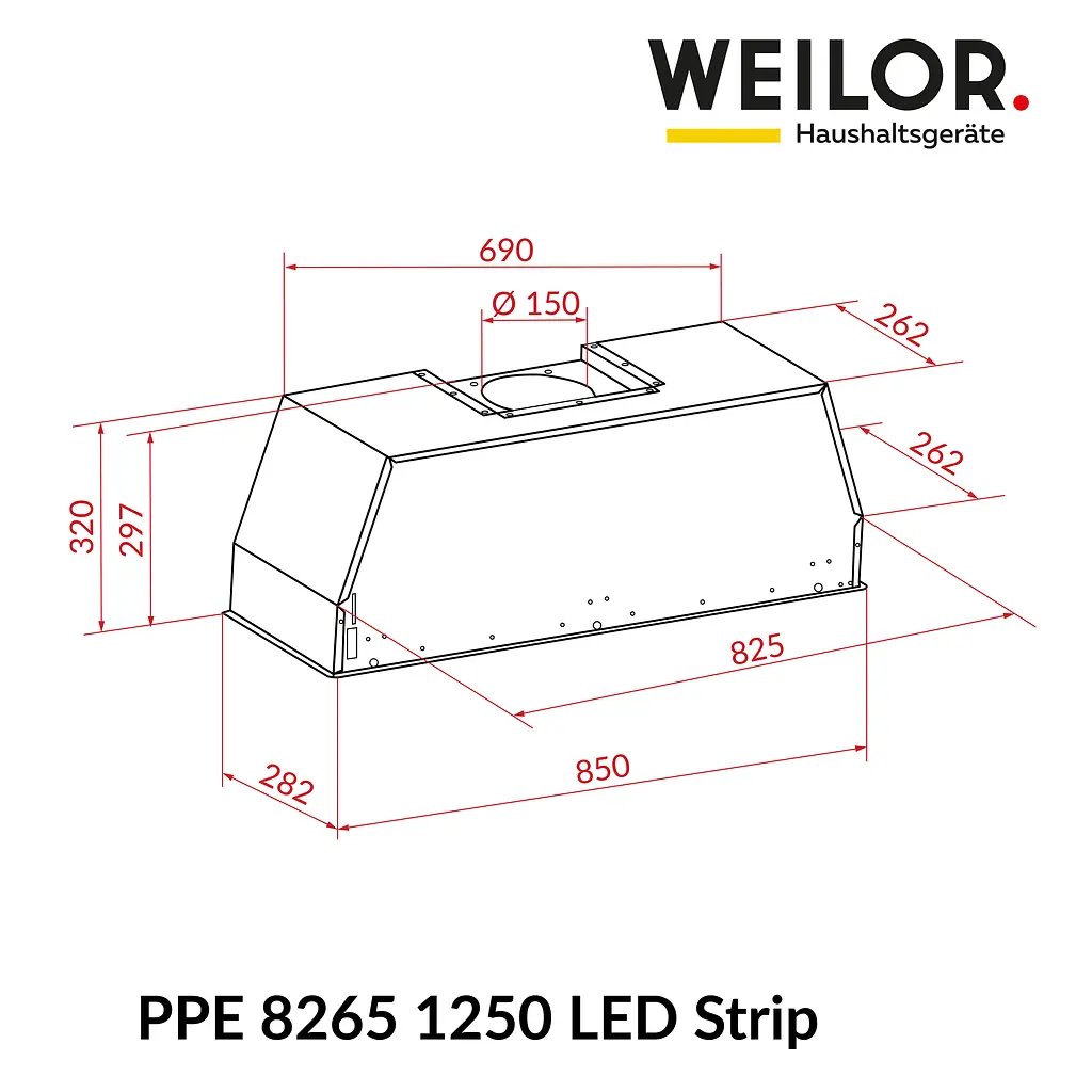 Витяжка повновбудована WEILOR PPE 8265 SS 1250 LED Strip - фото 11