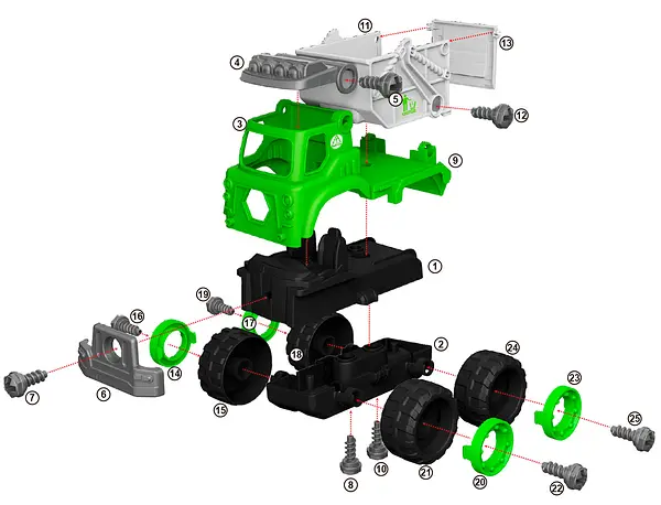 Конструктор DIY Spatial Creativity Самосвал, зеленый (CJ-1614183) - фото 4