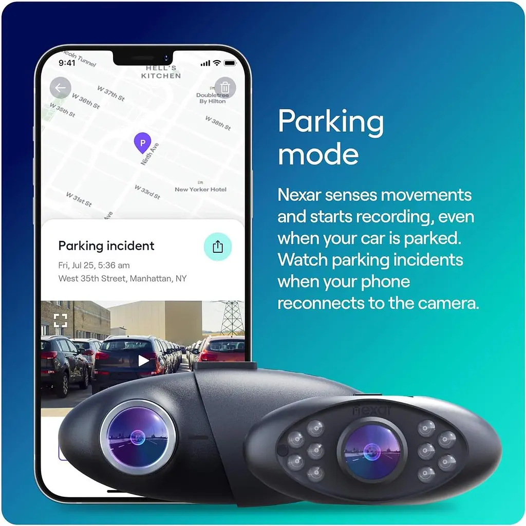 Камера Nexar Pro Dash для автомобілів Подвійна камера Dash Cam Вигляд спереду та зсередини з режимом нічного бачення - фото 5