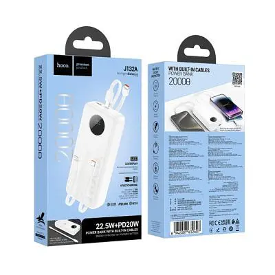 Батарея універсальна Hoco 20000mAh PD/20W 22.5W White (J132A / 42067) - фото 2
