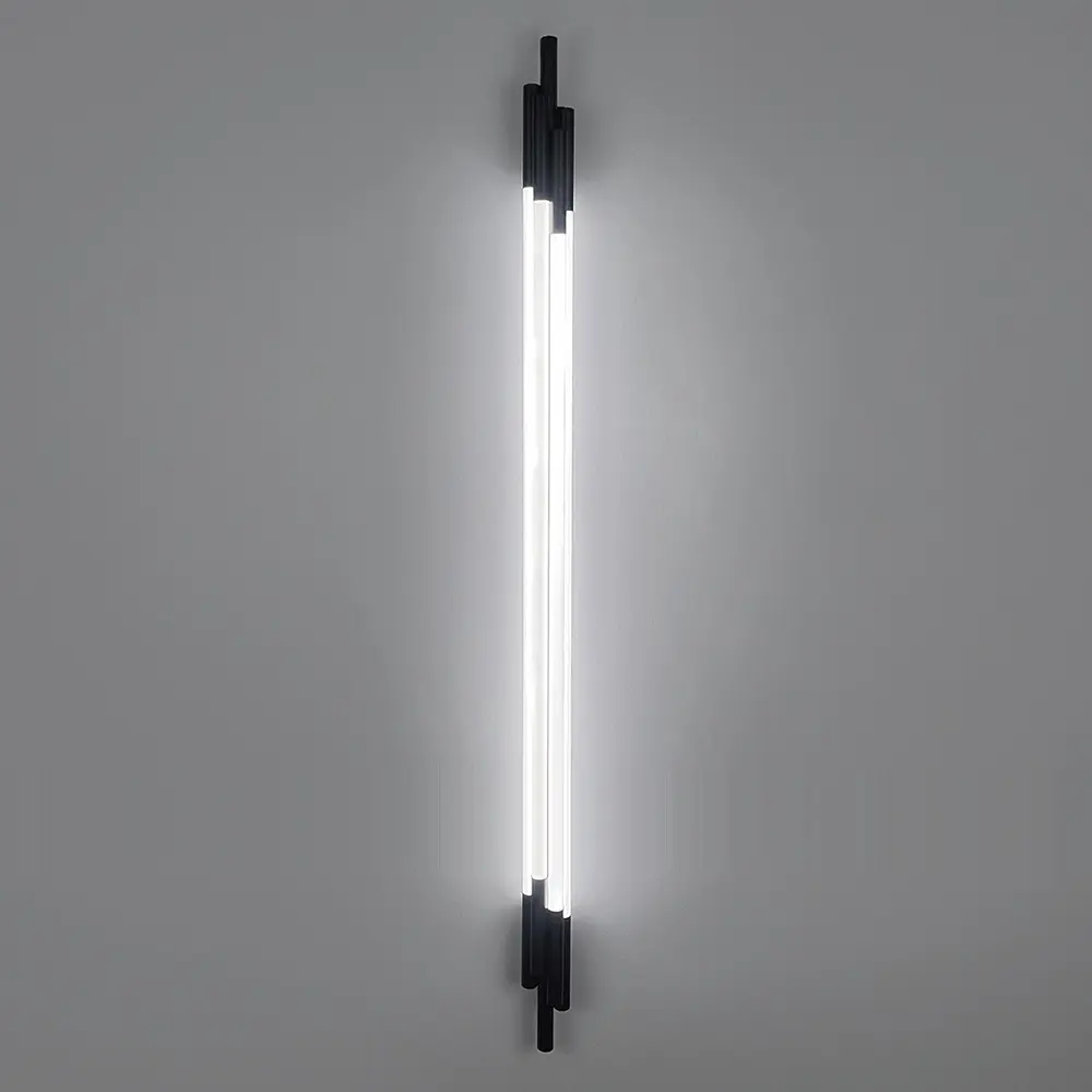 Чорний трубчастий стіновий LED світильник у корпусі 130 см Line F Арт. WJ351/1300 BK - фото 3