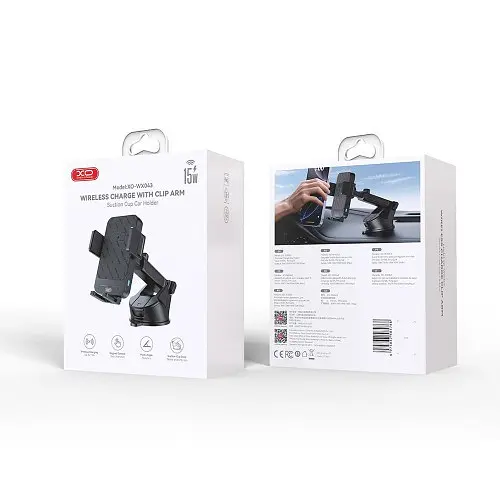 Автотримач XO WX043 15W Wireless Charger Suction Cup Model Чорний - фото 2