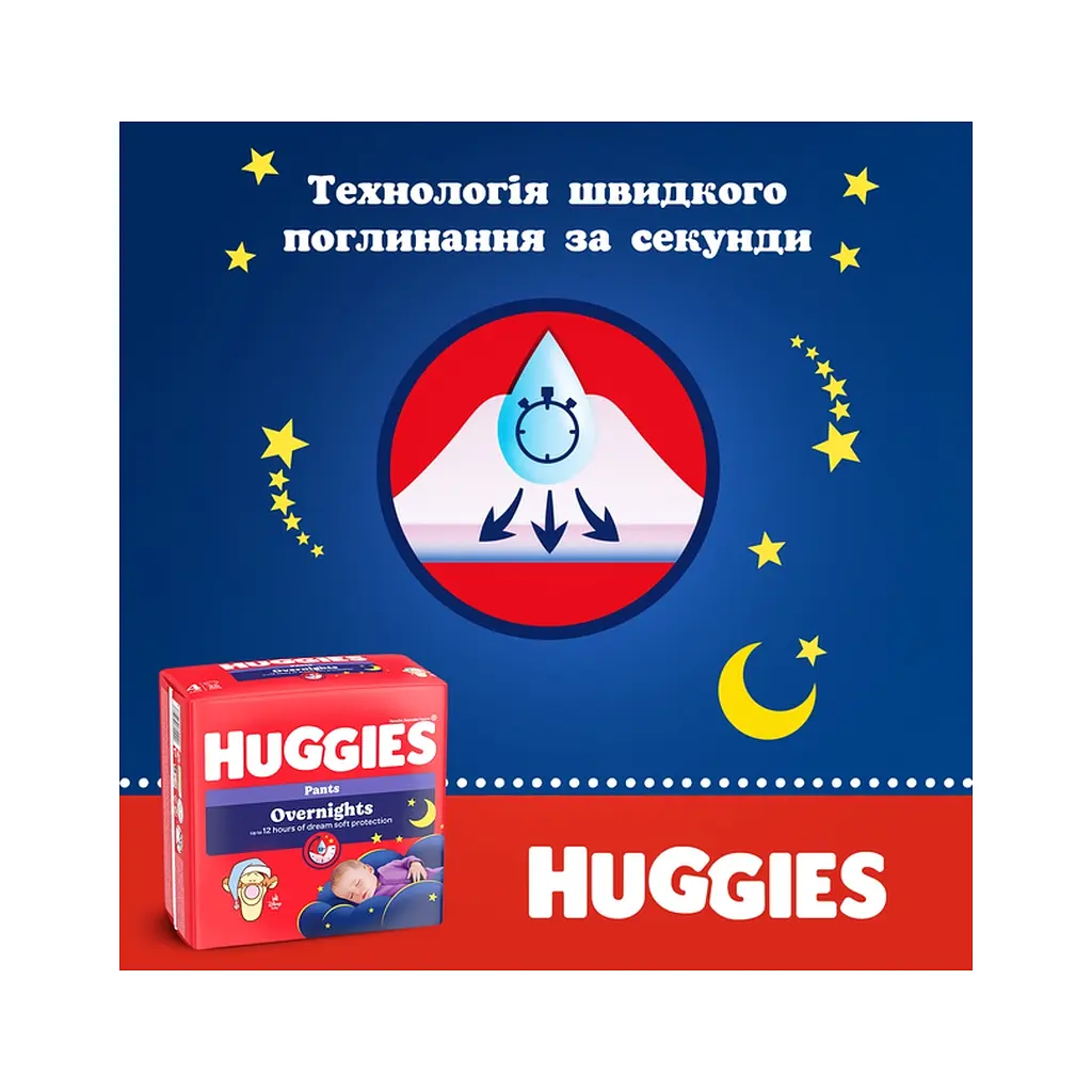 Підгузки Huggies Overnights Pants Трусики 4 9-14 кг 26 шт. (5029053581088) - фото 5