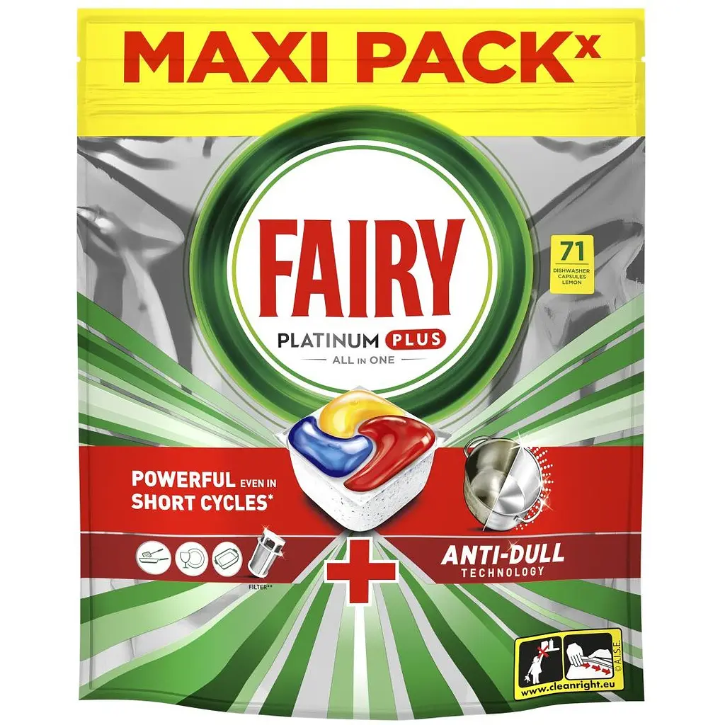 Капсули для посудомийних машин Fairy Platinum Plus Все в 1, 71 шт.