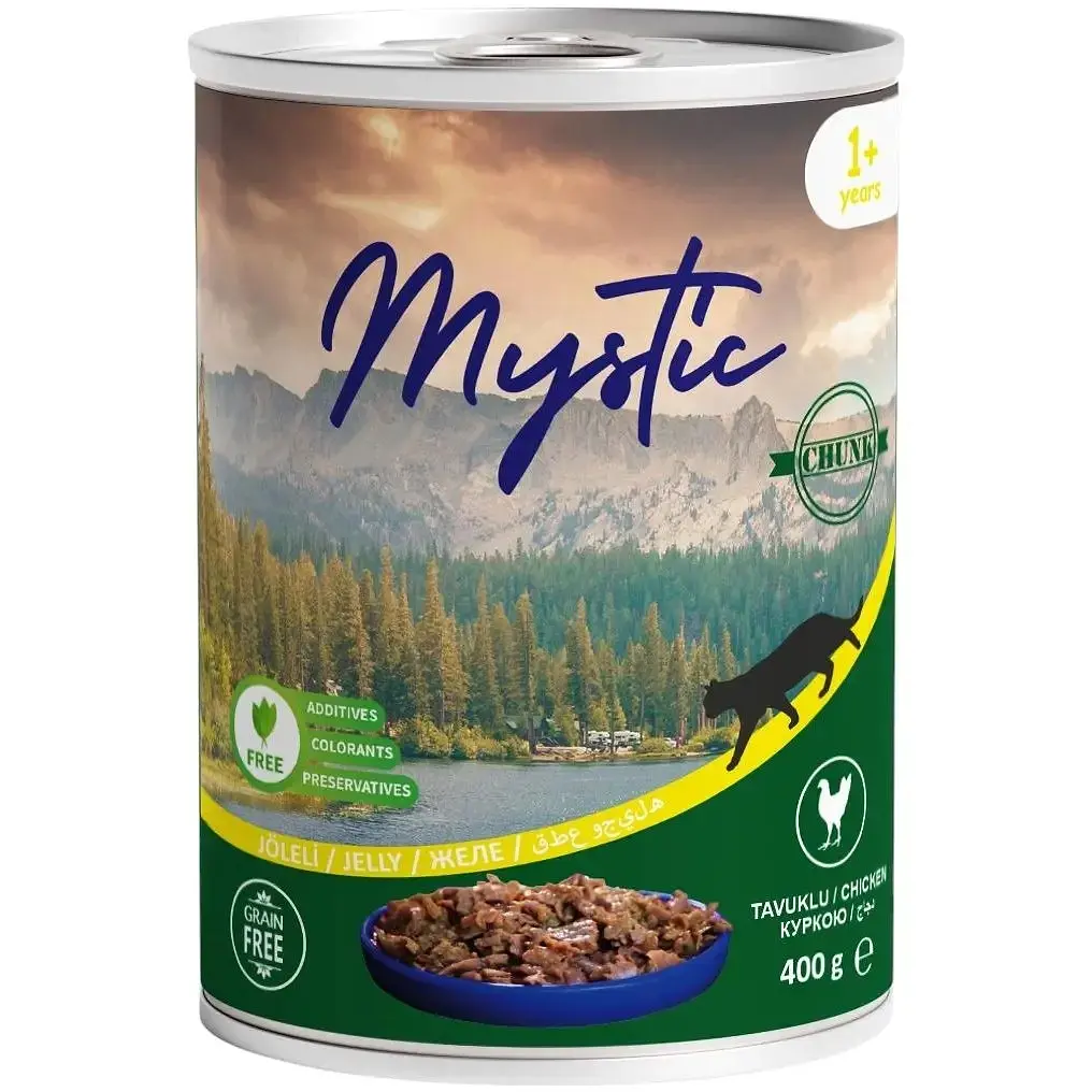 Вологий корм для котів Mystic шматочки курки в желе 400 г (609010)