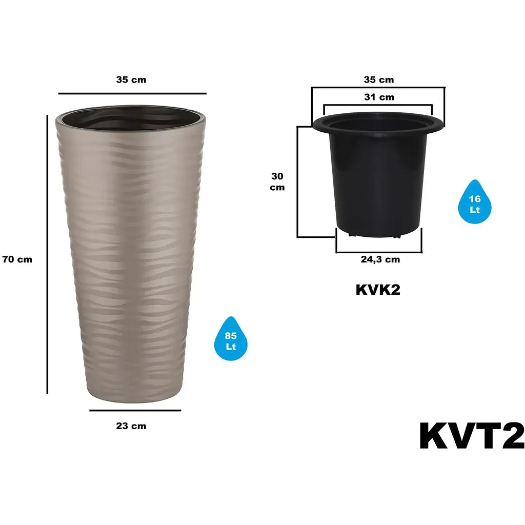 Вазон для квітів Serinova Kumsal 16 л мокко (20-KVT207214-200100) - фото 3