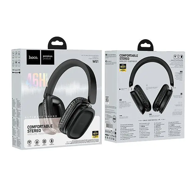 Bluetooth Стерео Гарнитура Hoco W51, 46h, 400 mAh Черный - фото 3