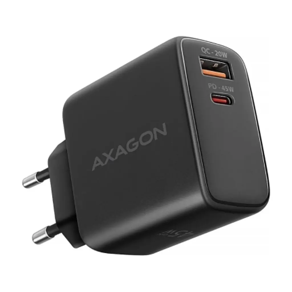 Зарядний пристрій AXAGON 1xUSB QC4.0 + 1xUSB-C PD45W PPS black (ACU-PQ45) - фото 2