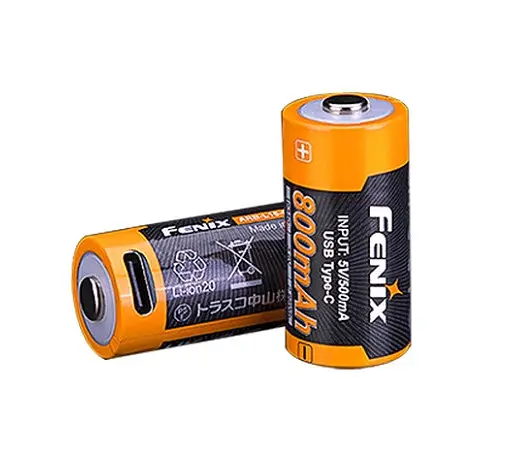 Акумулятор 16340 Fenix 800mAh Li-ion Type-C (Чорно-жовтий) - фото 2